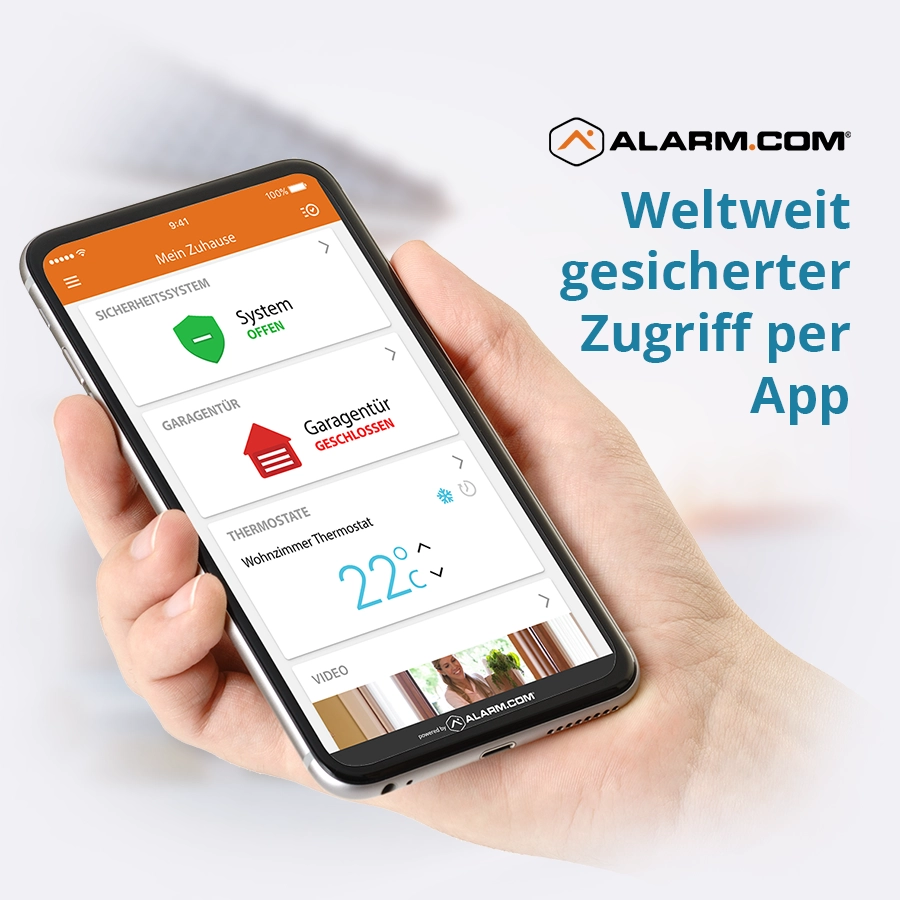 Weltweit gesicherter Fernzugriff per Alarm.com-App